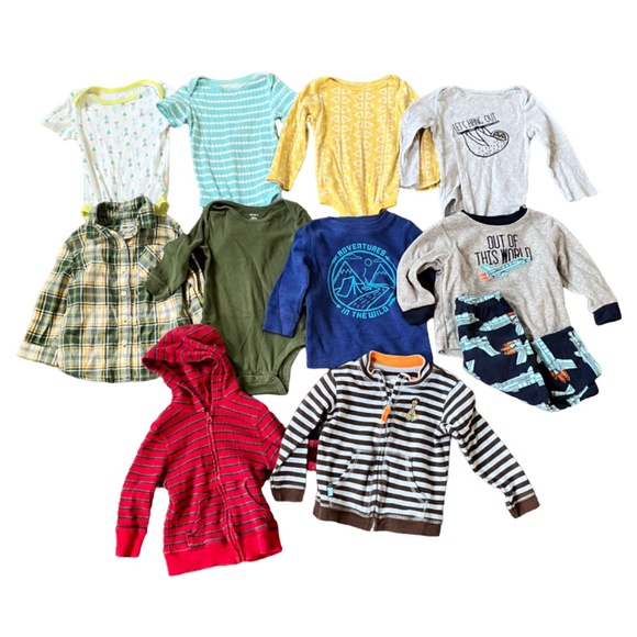 11-Piece 18-Month Bundle, Includes Onesies, PJs, Button-Down, Zip-Up Jacket - Picture 1 of 13